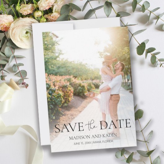 Trouwfoto Elegante Script Save The Date