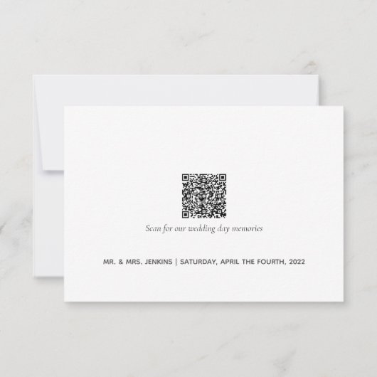 Trouwfoto en herinneringen QR-code Dank je wel Bedankkaart (Achterkant)