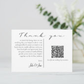 Trouwfoto gelukkige herinneringen QR-code Bedankt (Staand voorkant)