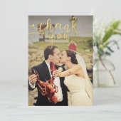 Trouwfoto Gold Folie Dank u kaarten (Staand voorkant)