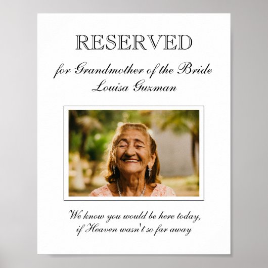 Trouwfoto-herdenking voor oma van de bruid poster (Voorkant)