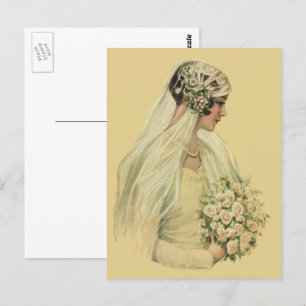 Trouwfoto in vintage stijl, Victoriaanse bruid Briefkaart