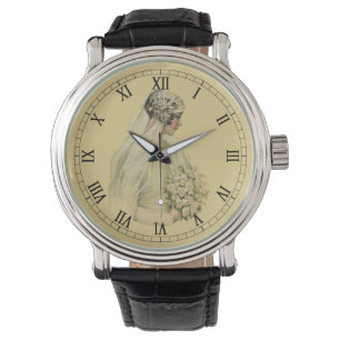 Trouwfoto in vintage stijl, Victoriaanse bruid Horloge