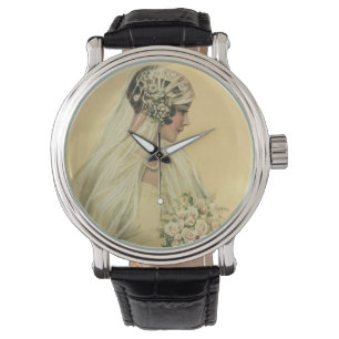 Trouwfoto in vintage stijl, Victoriaanse bruid Horloge