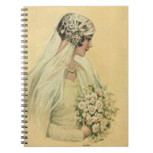 Trouwfoto in vintage stijl, Victoriaanse bruid Notitieboek