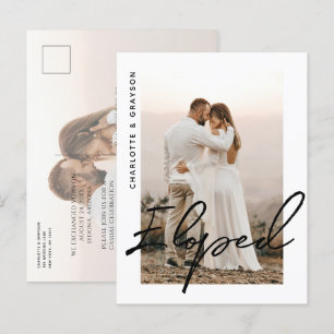 Trouwfoto 'Just Married' Feest na een Geheim Huwel Aankondigingskaart