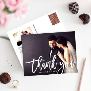 Trouwfoto met Vet Schrift Thank You Briefkaart