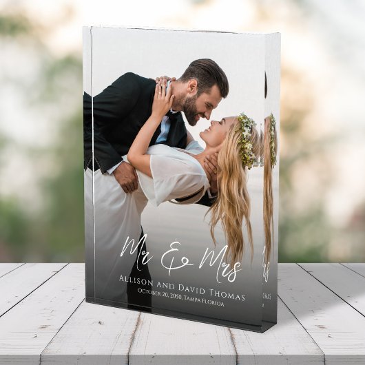 Trouwfoto Mijnheer en Mevrouw Persoonlijk Geschenk Fotoblokken