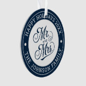 Trouwfoto Mr & Mrs Elegant Script Passen getrouwd Ornament (voorkant)