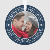 Trouwfoto Mr & Mrs Elegant Script Passen getrouwd Ornament (achterkant)