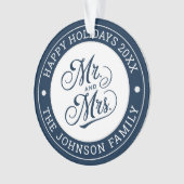 Trouwfoto Mr & Mrs Elegant Script Passen getrouwd Ornament (voorkant)