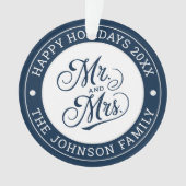 Trouwfoto Mr & Mrs Elegant Script Passen getrouwd Ornament (voorkant)