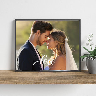 Trouwfoto-muurkunst in elegante script 'Liefde' Foto Afdruk