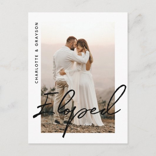 Trouwfoto na elopement Huwelijksviering Aankondigingskaart (Voorkant)