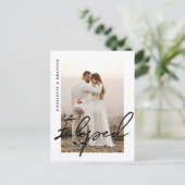 Trouwfoto na elopement Huwelijksviering Aankondigingskaart (Staand voorkant)