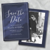Trouwfoto Navy Blauw Save The Date