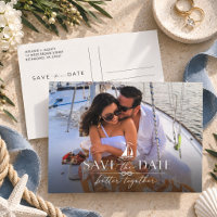 Trouwfoto op zee Nautical Save the Date