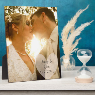 Trouwfoto Plaquette met Hart & Trouwdatum Fotoplaat