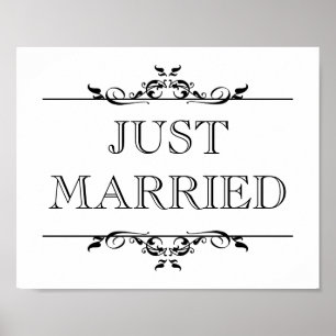 Trouwfoto prop bord Just Married open scroll Poster