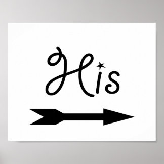 Trouwfoto prop bord pijl "Zijn" voor de bruid Poster