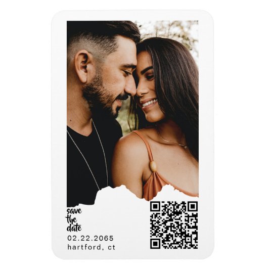Trouwfoto QR-code Huwelijksaankondiging Magneet (Verticaal)