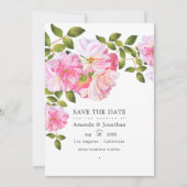Trouwfoto Roze Rozentuin Save The Date (Voorkant)