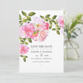 Trouwfoto Roze Rozentuin Save The Date (Staand voorkant)