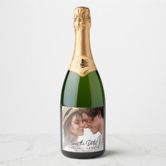 Trouwfoto Save the Date Sparkling Wine Label Wijnetiket