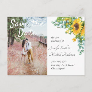 Trouwfoto Save the Date Zonnebloemen Bruiloft Briefkaart