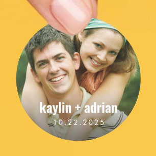 Trouwfoto-sticker voor bruiloftsgeschenken, enz. ronde sticker