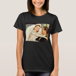 Trouwfoto van pasgetrouwden, gelukkige bruid en br t-shirt