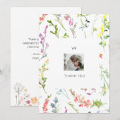 Trouwfoto wildbloem dank je bedankkaart (Voorkant / Achterkant)