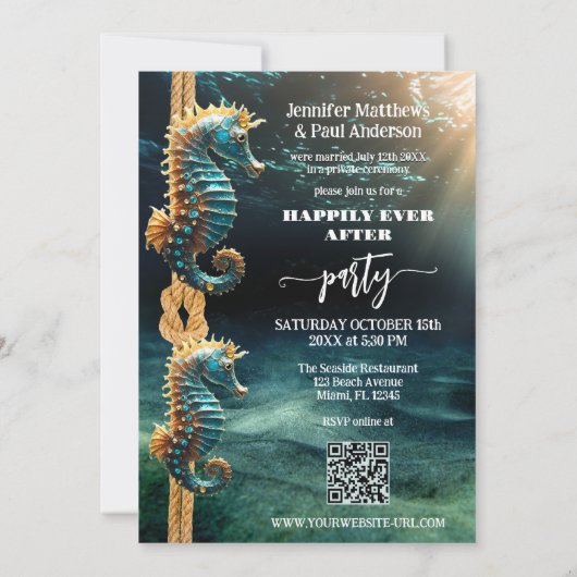 Trouwfoto Zeepaarden Happily Ever After Kaart (Achterkant)