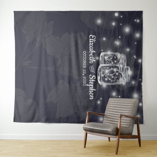 Trouwfotocabine Achtergrond Mason Jars Lichten Wandkleed (In Situ (horizontaal))