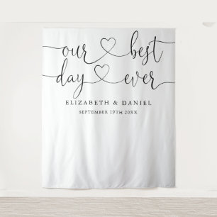 Trouwfotocabine Achtergrond met Hart Script - Best Wandkleed