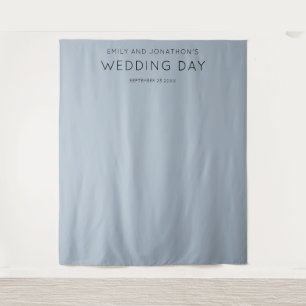 Trouwfotocabine Achtergrond Typografie Stofblauw Wandkleed