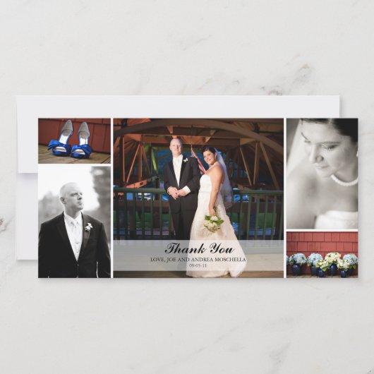 Trouwfotocollage - Dank u Bedankkaart (Voorkant)