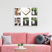 Trouwfotocollage Eenvoudige Roze Hartcitaat  Canvas Afdruk (Insitu (Woonkamer))