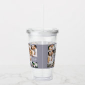 Trouwfotocollage met monogram en datum acryl drinkbeker (Rechts)