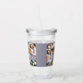 Trouwfotocollage met monogram en datum acryl drinkbeker (Links)