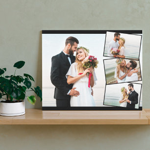 Trouwfotocollage met verticale ZigZag-montage Canvas Afdruk