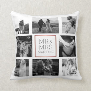 Trouwfotocollage Mr & Mrs-herinnering Kussen