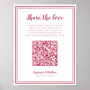 Trouwfoto's Deel de Liefde QR Scan Code Magenta Poster
