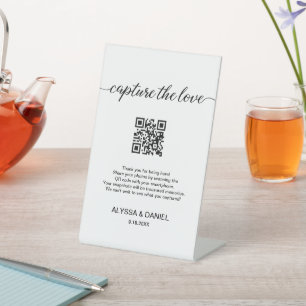 Trouwfoto's delen QR-code Leg de liefde vast Reclamebord Met Voetstuk
