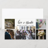 Trouwfoto's Vijf Foto's Liefde & Dank Script Bedankkaart (Voorkant / Achterkant)