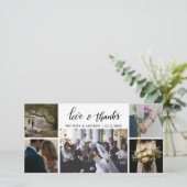 Trouwfoto's Vijf Foto's Liefde & Dank Script Bedankkaart (Staand voorkant)
