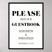 Trouwgastboekposter 'Mr en Mrs Modern Bold' Poster (Voorkant)