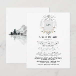 Trouwgastdetails Swan Crest Elegant Lake Informatiekaartje