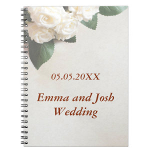 trouwgastenboek elegante zachte witte rozen notitieboek