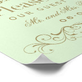 Trouwgastenboek met vintage groene antieke bloemri poster (Hoek)